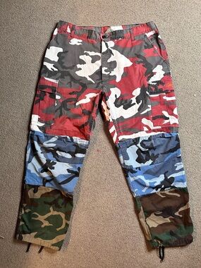 Gnarcotic Men’s XL Regular 39x43 Tri Camo BDU Distressed Combat Cargo Pants USED